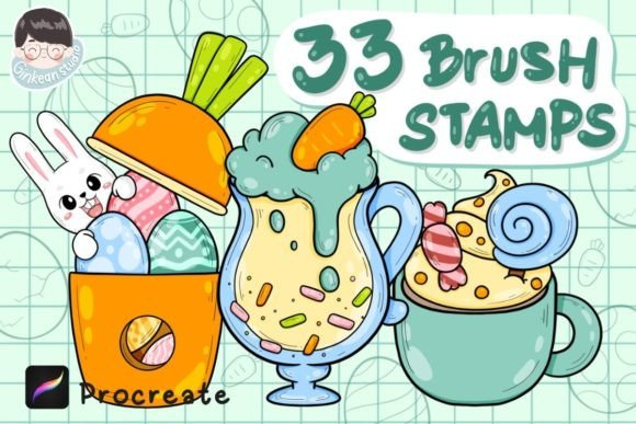 33 Brush Stamp Procreate, Brush Easter S