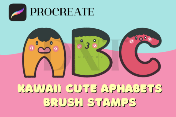 Kawaii Cute Aphabets Brush Stamps