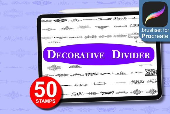 50 Decorative Divider Brushes, Procreate