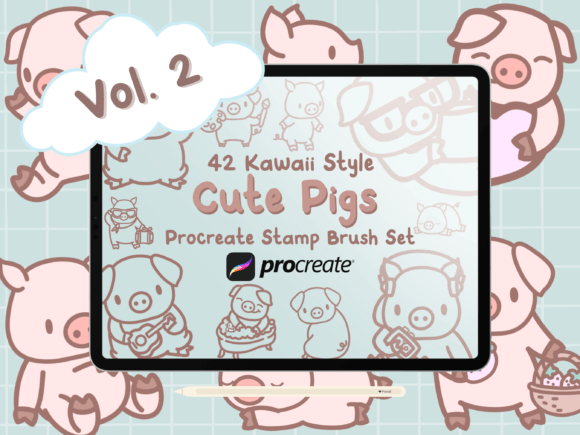 Cute Pigs Vol. 2 Procreate Stamp Brushes