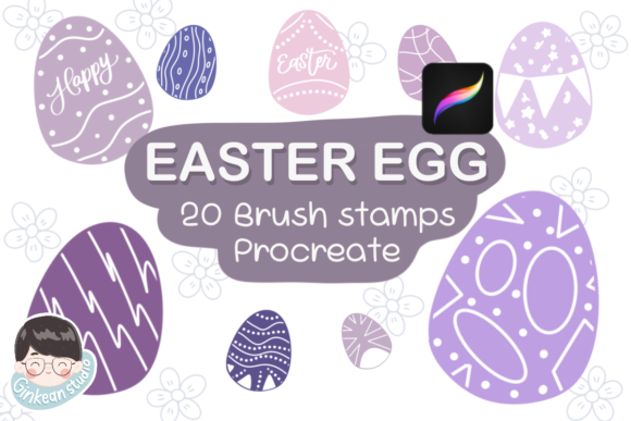 20 Brush Stamp Procreate, Easter Egg